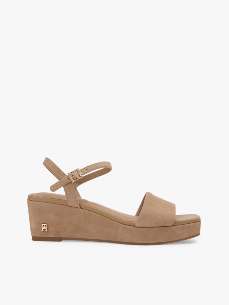 Brown Suede TH Monogram Wedge Sandals  Women