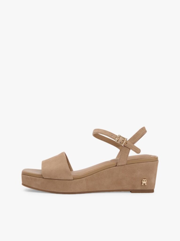 Brown Suede TH Monogram Wedge Sandals  Women