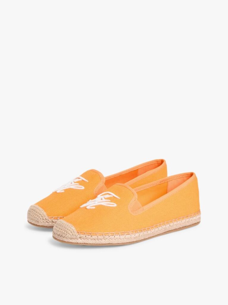 Orange Logo Embroidery Canvas Espadrilles  Women