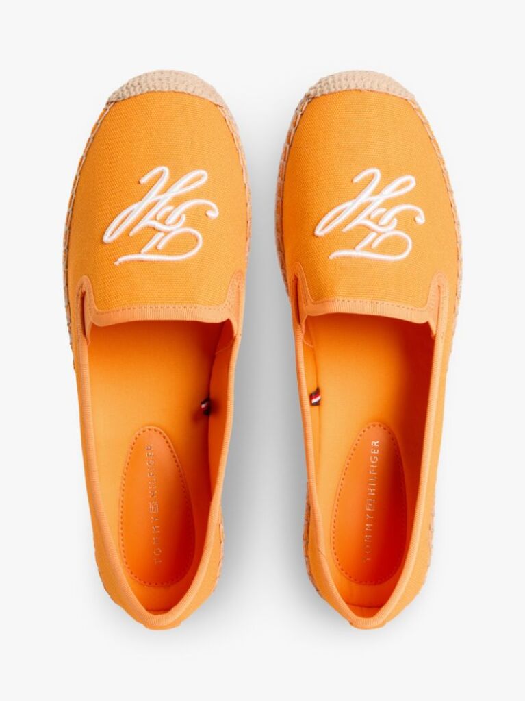 Orange Logo Embroidery Canvas Espadrilles  Women