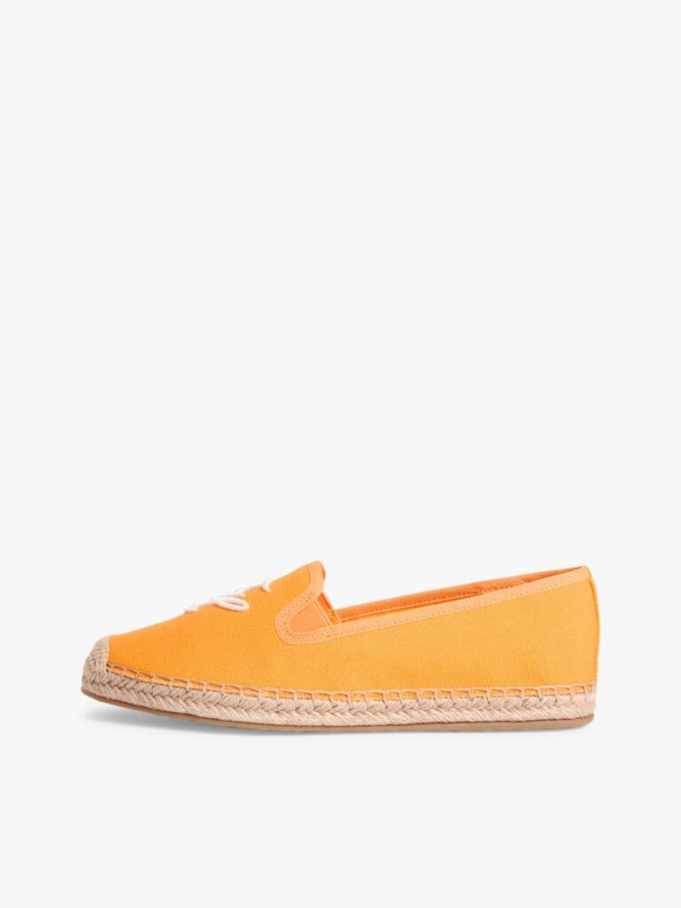 Orange Logo Embroidery Canvas Espadrilles  Women