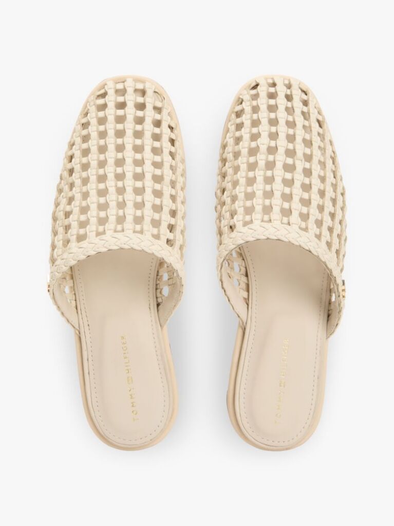 Beige Woven Flat Mules  Women