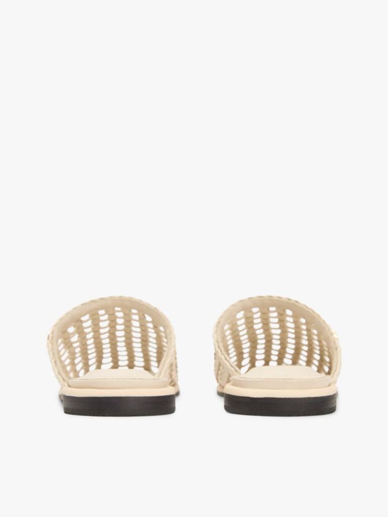 Beige Woven Flat Mules  Women