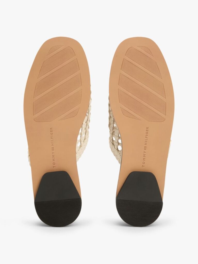 Beige Woven Flat Mules  Women