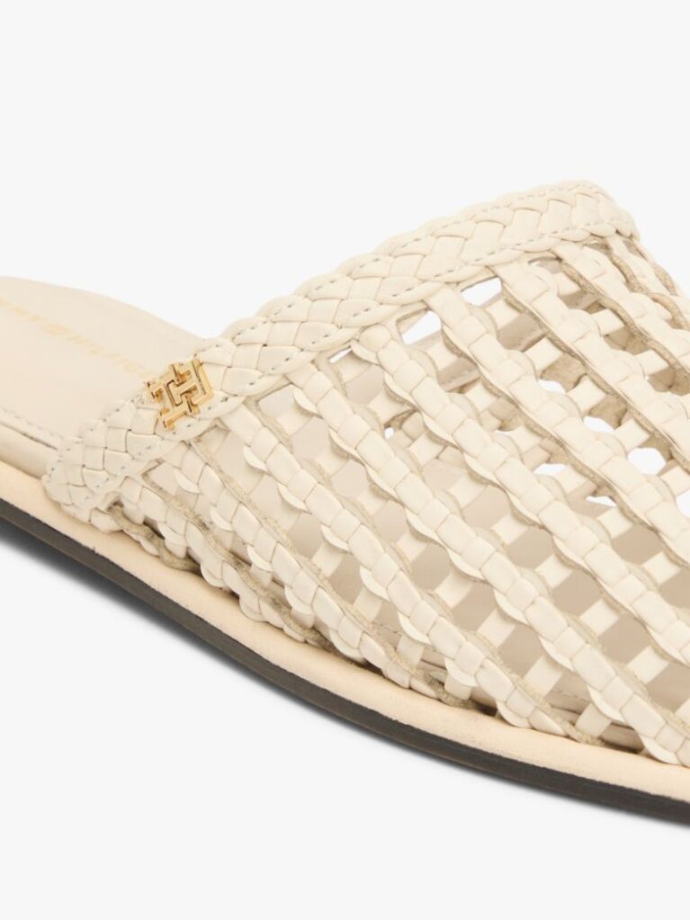 Beige Woven Flat Mules  Women