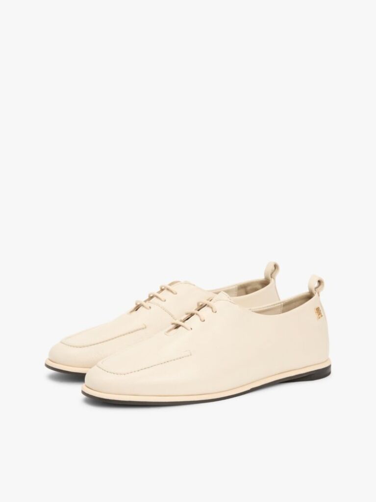 Beige TH Monogram Leather Oxford Shoes  Women