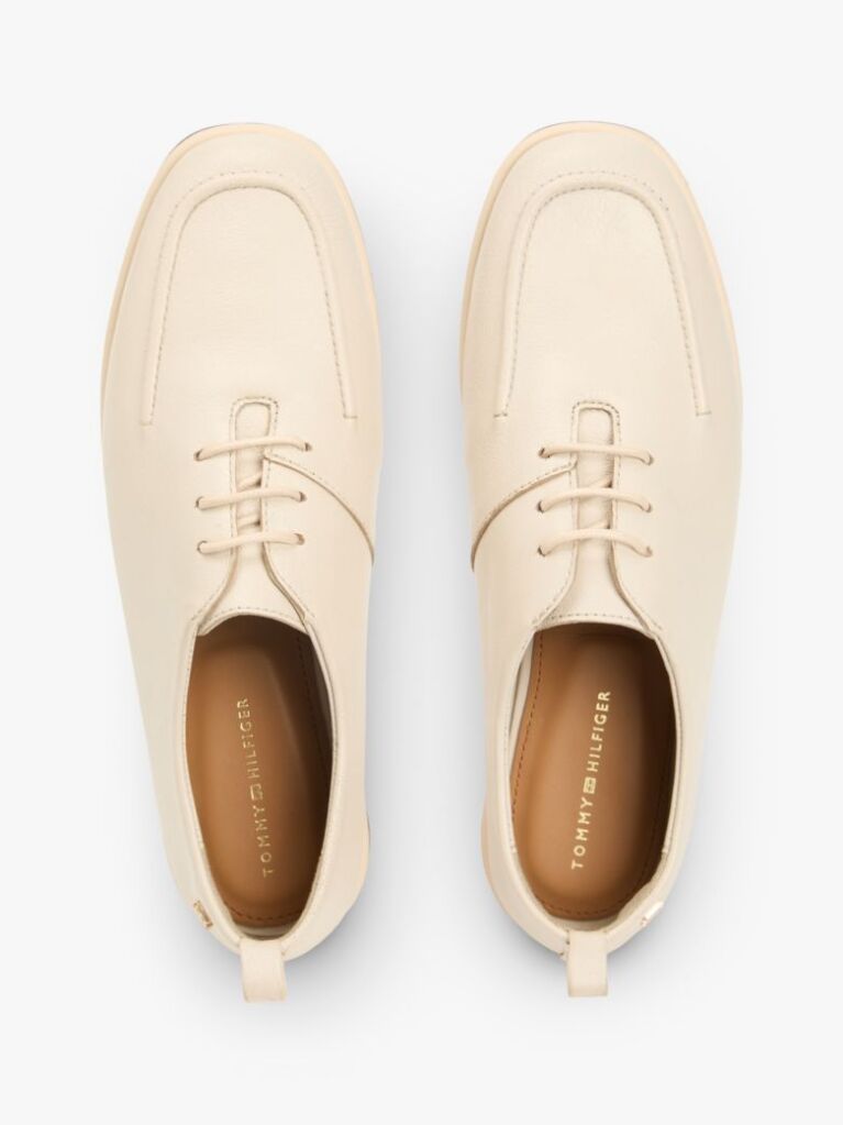 Beige TH Monogram Leather Oxford Shoes  Women