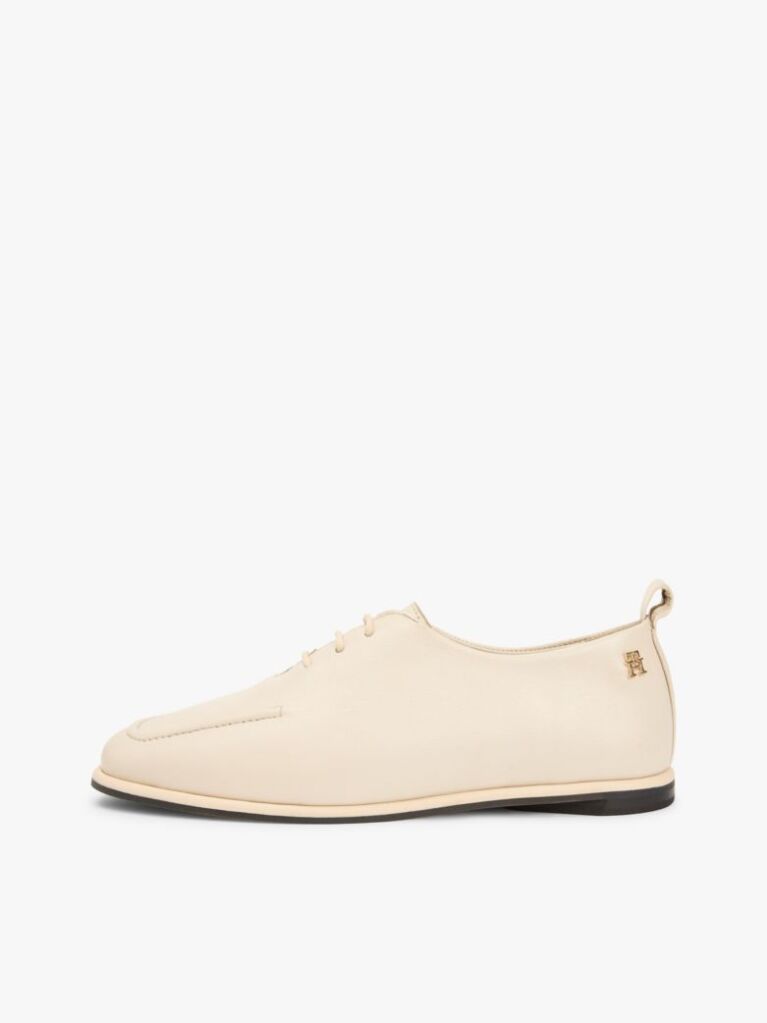 Beige TH Monogram Leather Oxford Shoes  Women