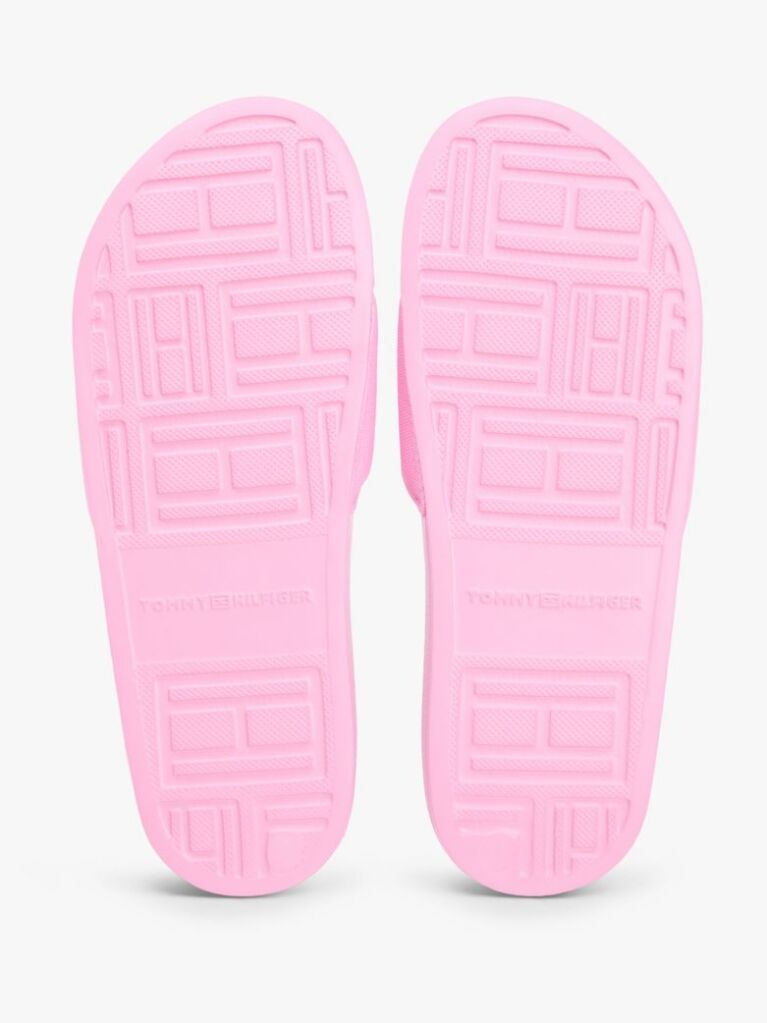 Pink Logo Embroidery Canvas Pool Slides  Women
