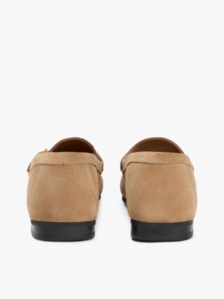 Brown Suede Chain Penny Loafers  Women