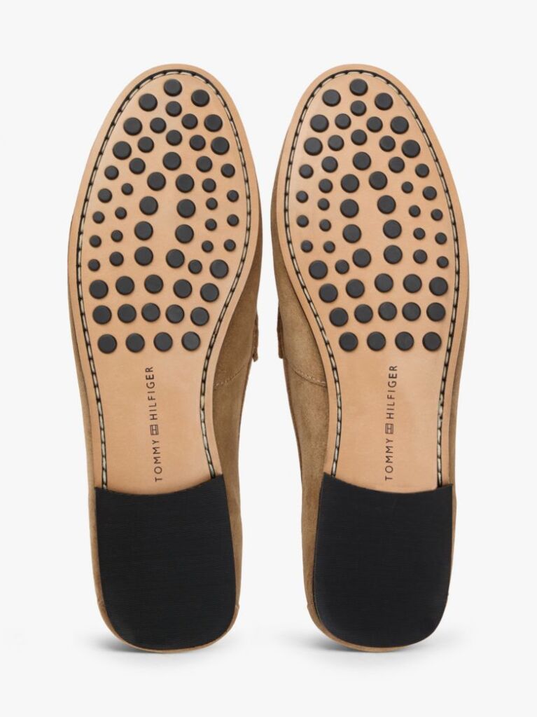 Brown Suede Chain Penny Loafers  Women