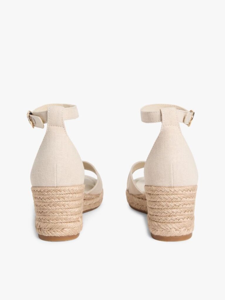 Beige Hemp Crossover Strap Wedge Espadrilles  Women