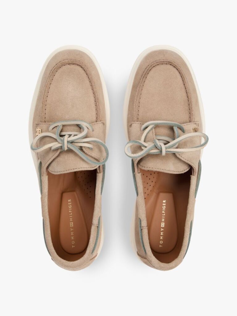 Beige Lightweight Suede Lace-Up Boat Shoes  Women