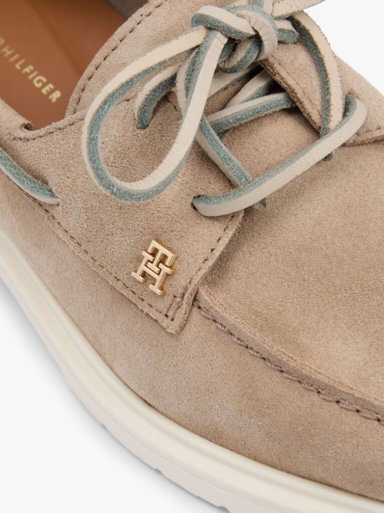 Beige Lightweight Suede Lace-Up Boat Shoes  Women