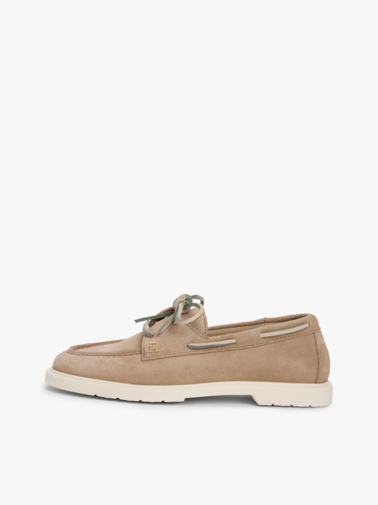 Beige Lightweight Suede Lace-Up Boat Shoes  Women