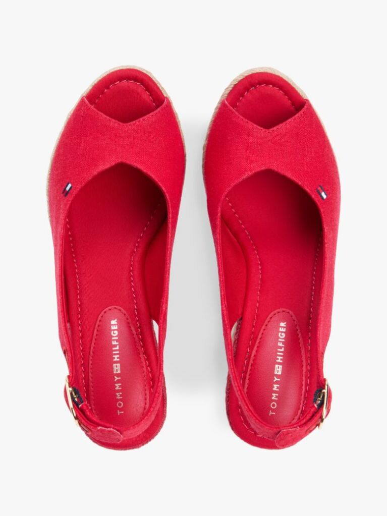 Red Hemp Slingback Wedge Espadrilles  Women