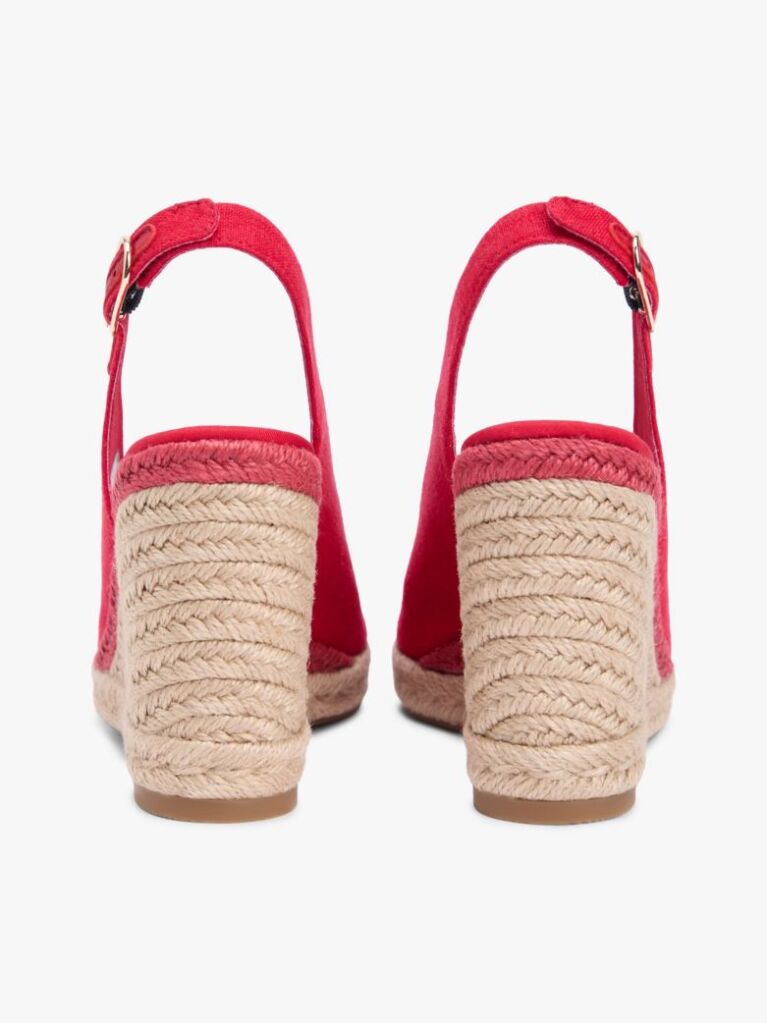 Red Hemp Slingback Wedge Espadrilles  Women