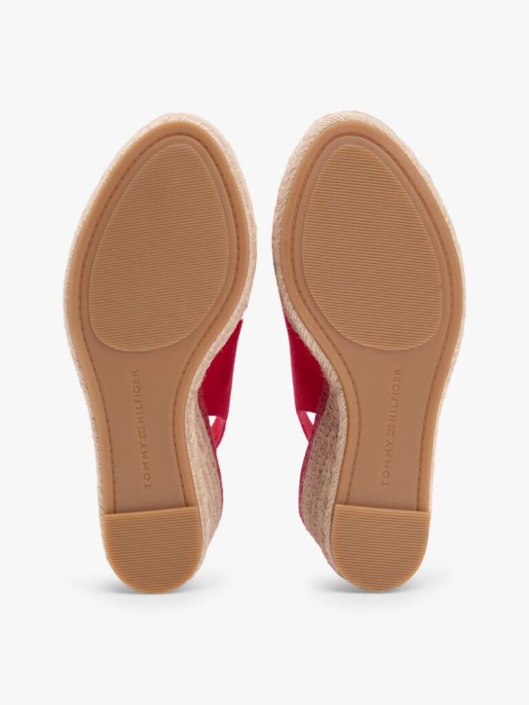 Red Hemp Slingback Wedge Espadrilles  Women