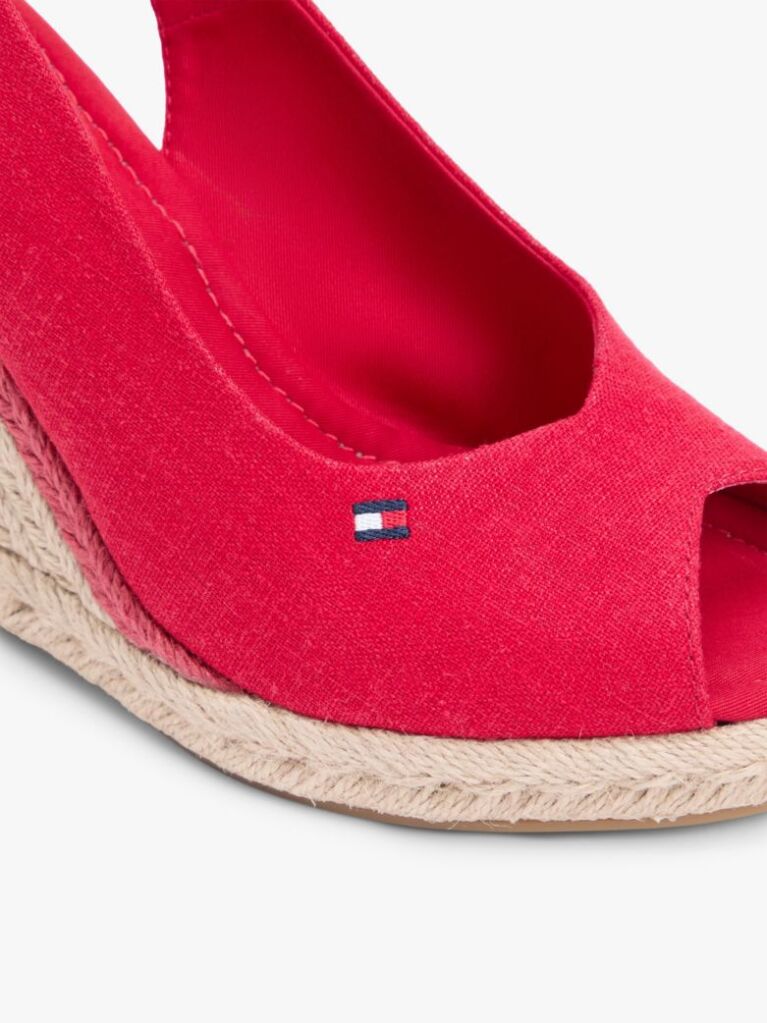 Red Hemp Slingback Wedge Espadrilles  Women