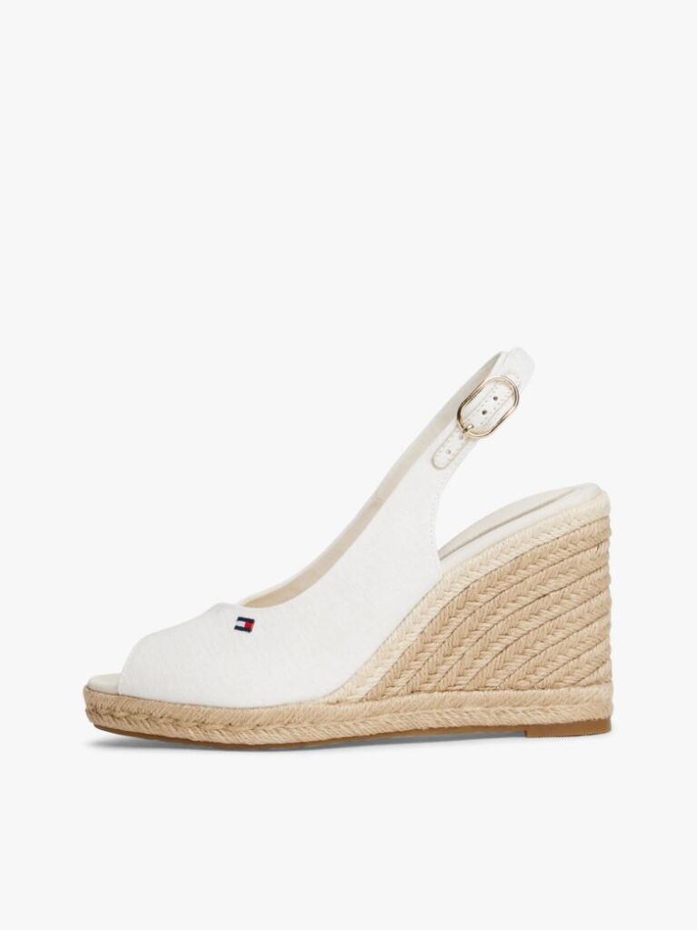 White Hemp Slingback Wedge Espadrilles  Women