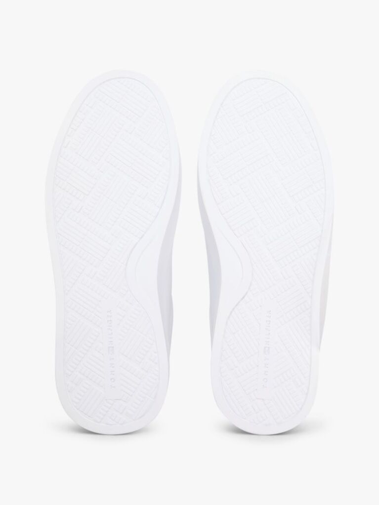 White Leather Webbing Strap Cupsole Trainers  Women