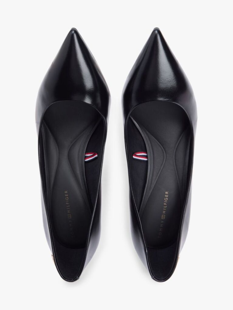 Black Leather Pointed Toe Stiletto Heels  Women