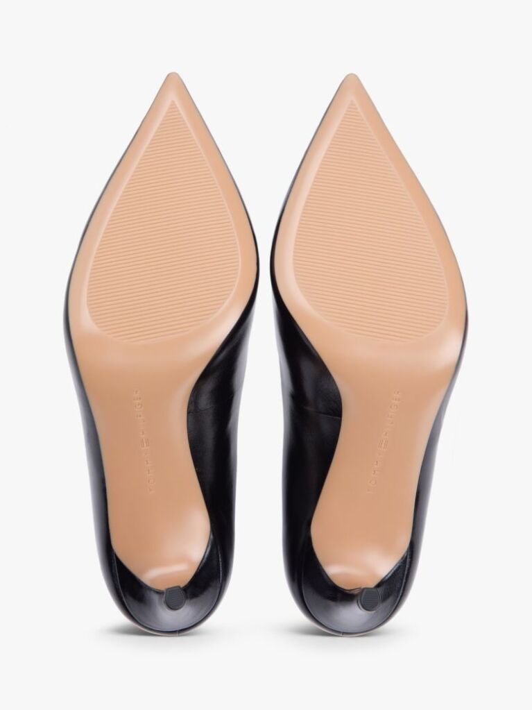 Black Leather Pointed Toe Stiletto Heels  Women