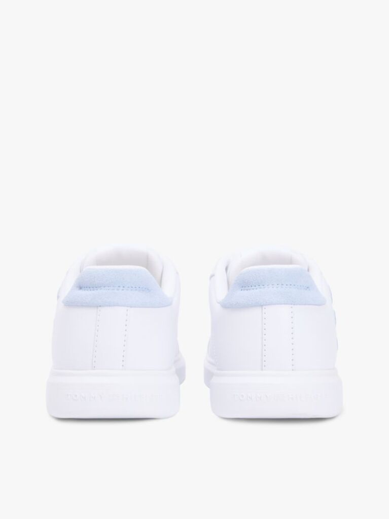 White Hilfiger Icon Leather Logo Embroidery Court Trainers  Women