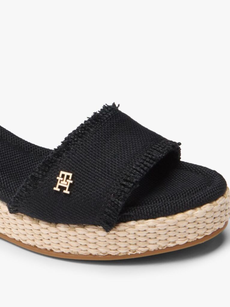 Black TH Monogram Woven Wedge Espadrilles  Women