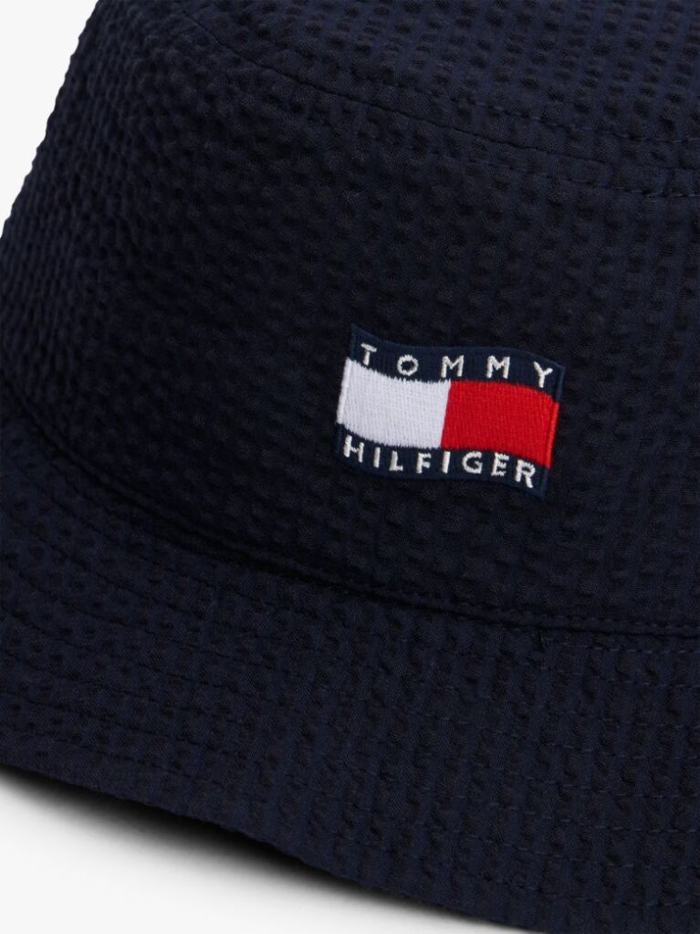 Blue Kids' Wavy Flag Seersucker Bucket Hat  Kids Unisex