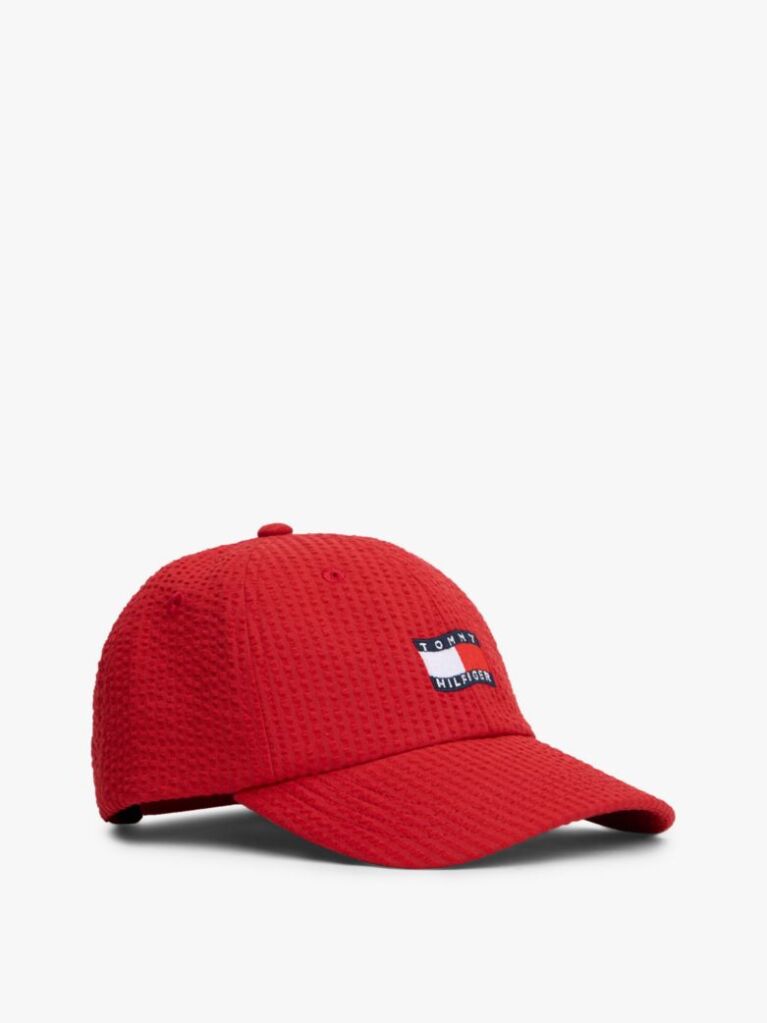 Red Kids' Wavy Flag Seersucker Baseball Cap  Kids Unisex
