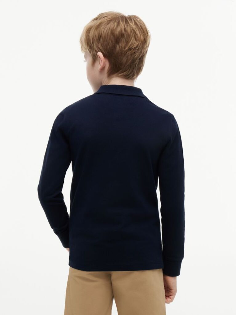 Blue Regular Fit Pique Long Sleeve Polo Shirt  Boys