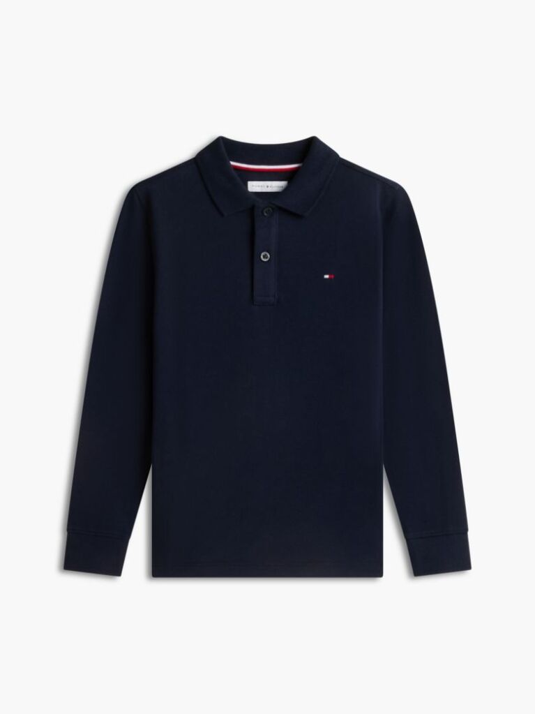 Blue Regular Fit Pique Long Sleeve Polo Shirt  Boys