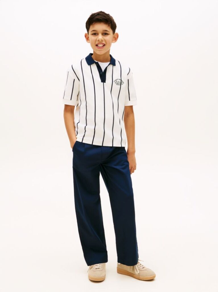 Blue Essential Flag Embroidery Relaxed Twill Trousers  Boys