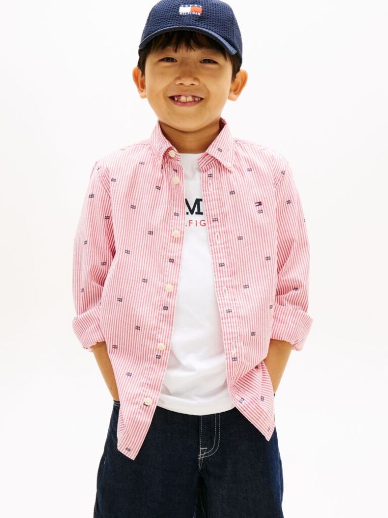Multi Regular Fit Flag Print Stripe Shirt  Boys