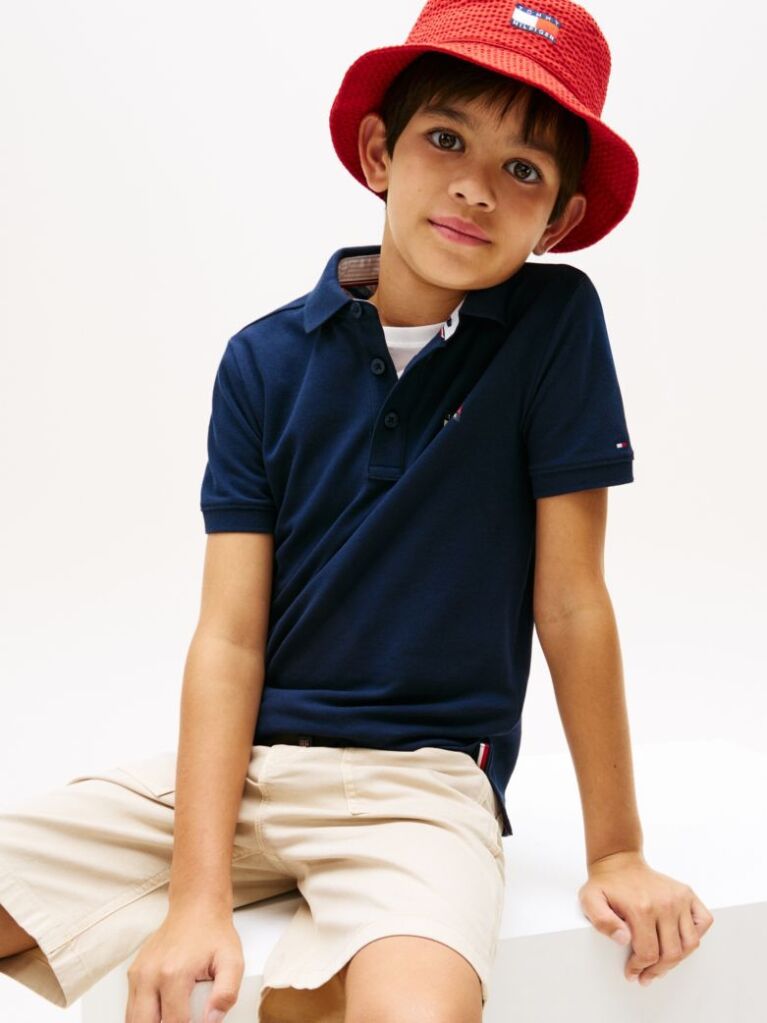 Blue Regular Fit Wavy Flag Polo Shirt  Boys