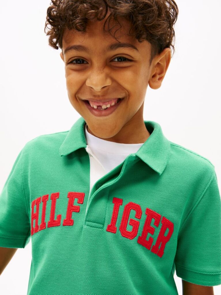 Green Regular Fit Textured Polo Shirt  Boys