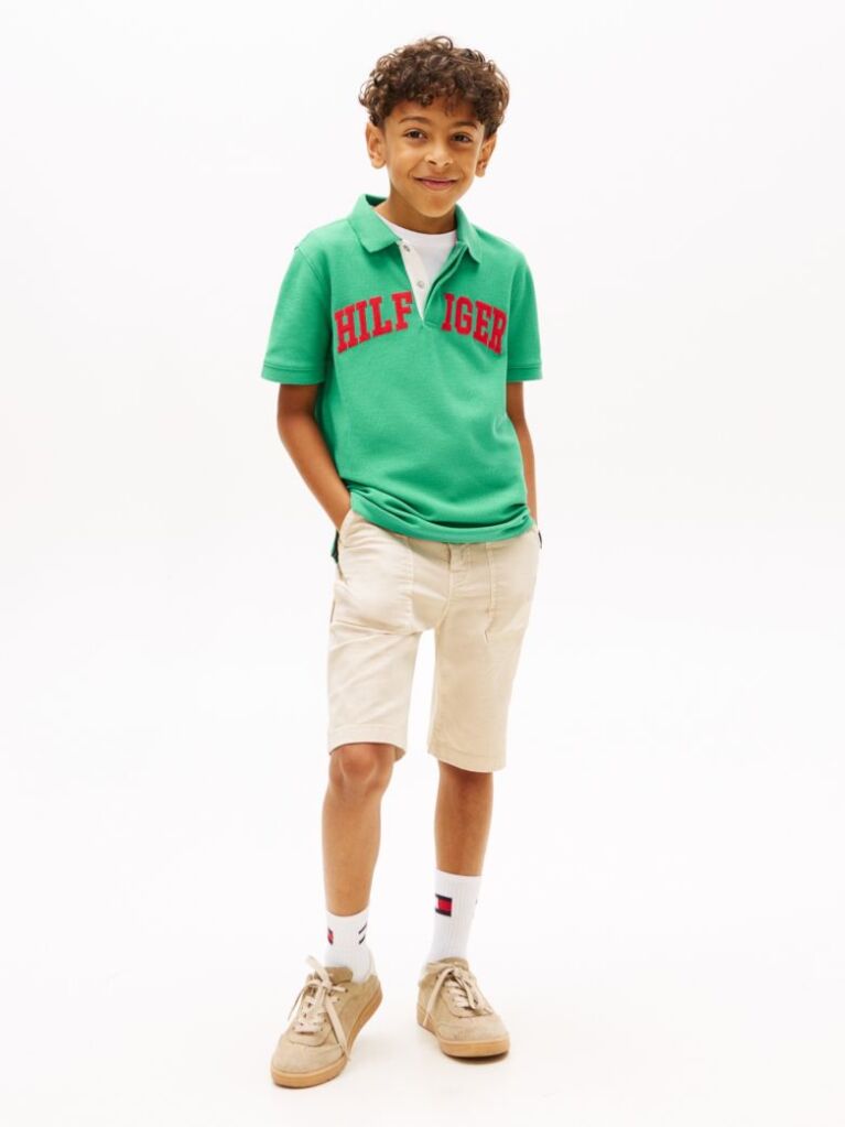 Green Regular Fit Textured Polo Shirt  Boys