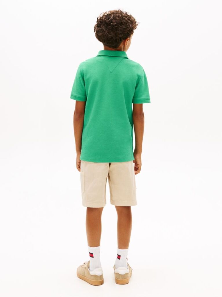 Green Regular Fit Textured Polo Shirt  Boys