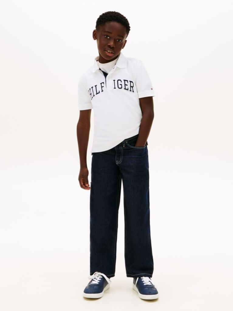White Regular Fit Textured Polo Shirt  Boys