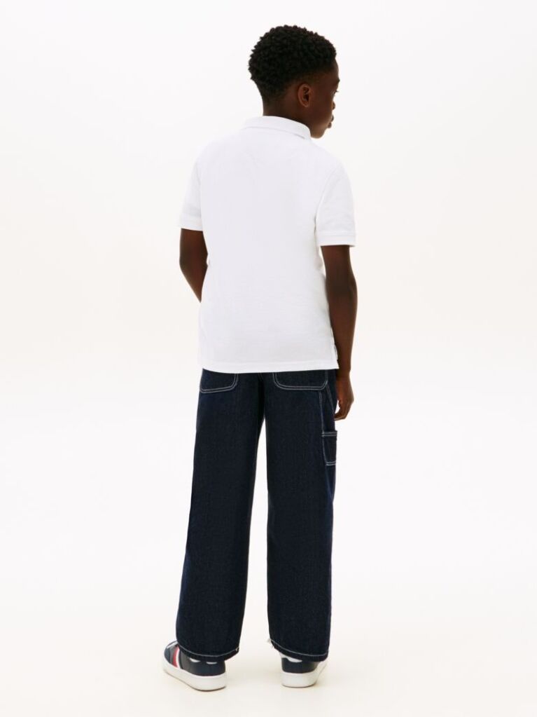 White Regular Fit Textured Polo Shirt  Boys