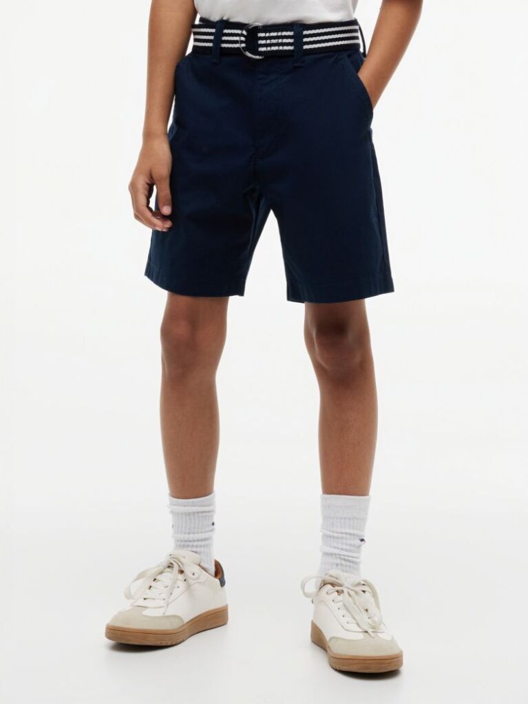 Blue Essential Signature Belt Loose Chino Shorts  Boys