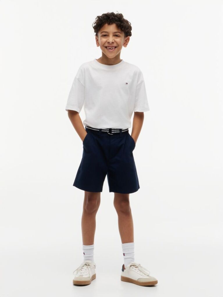 Blue Essential Signature Belt Loose Chino Shorts  Boys