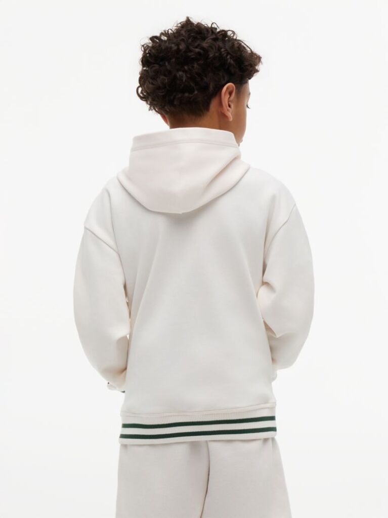 Beige Logo Embroidery Interlock Knit Hoody  Boys