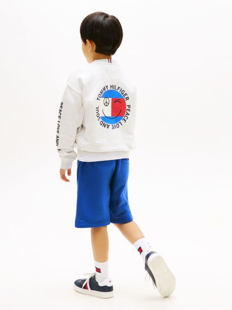Grey Smiley Flag Back Logo Terry Sweatshirt  Boys