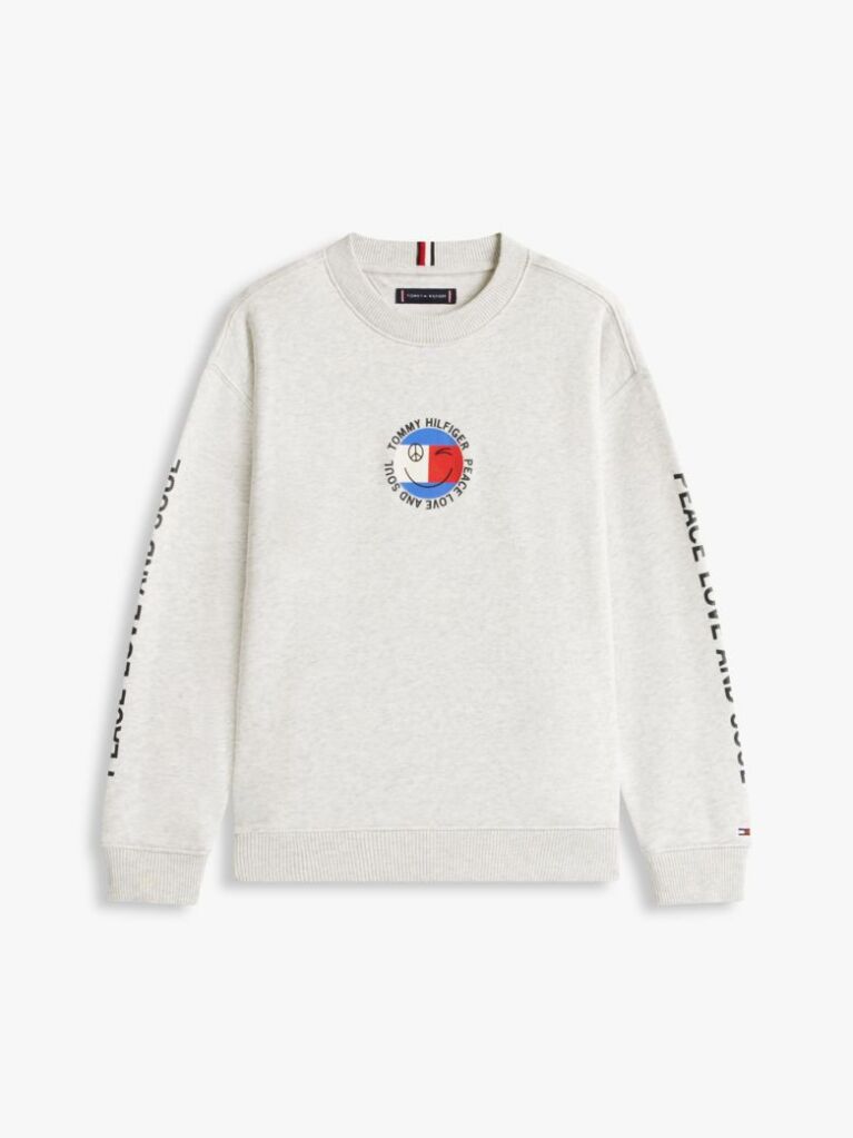 Grey Smiley Flag Back Logo Terry Sweatshirt  Boys