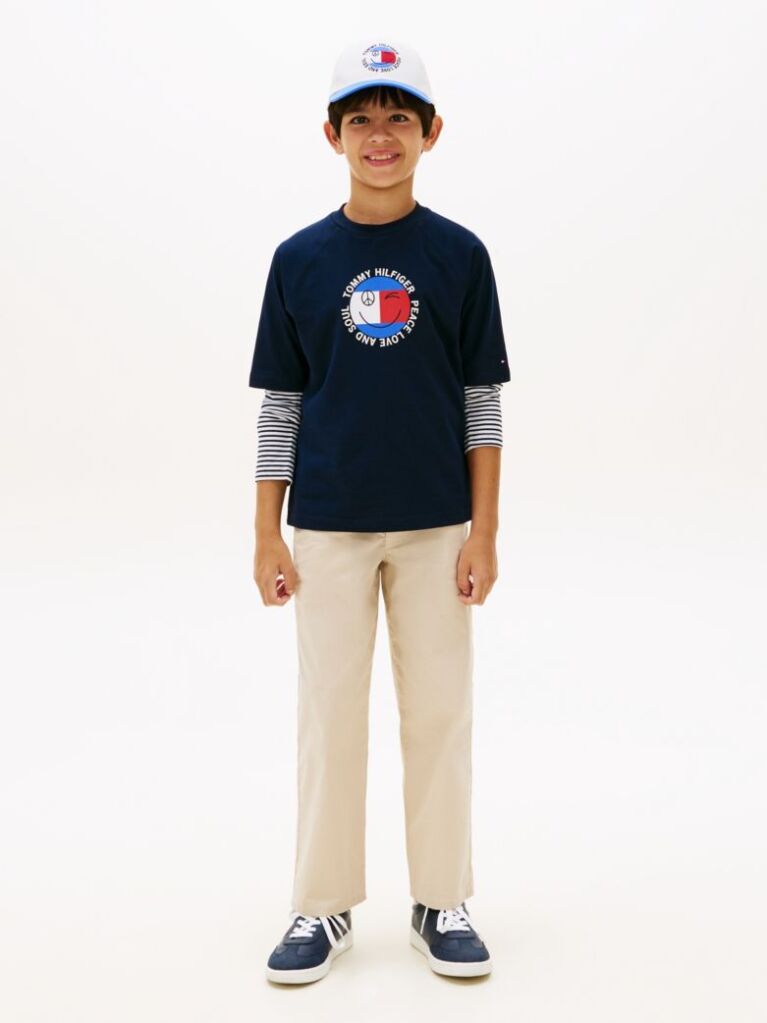 Blue Smiley Flag Logo Jersey T-Shirt  Boys