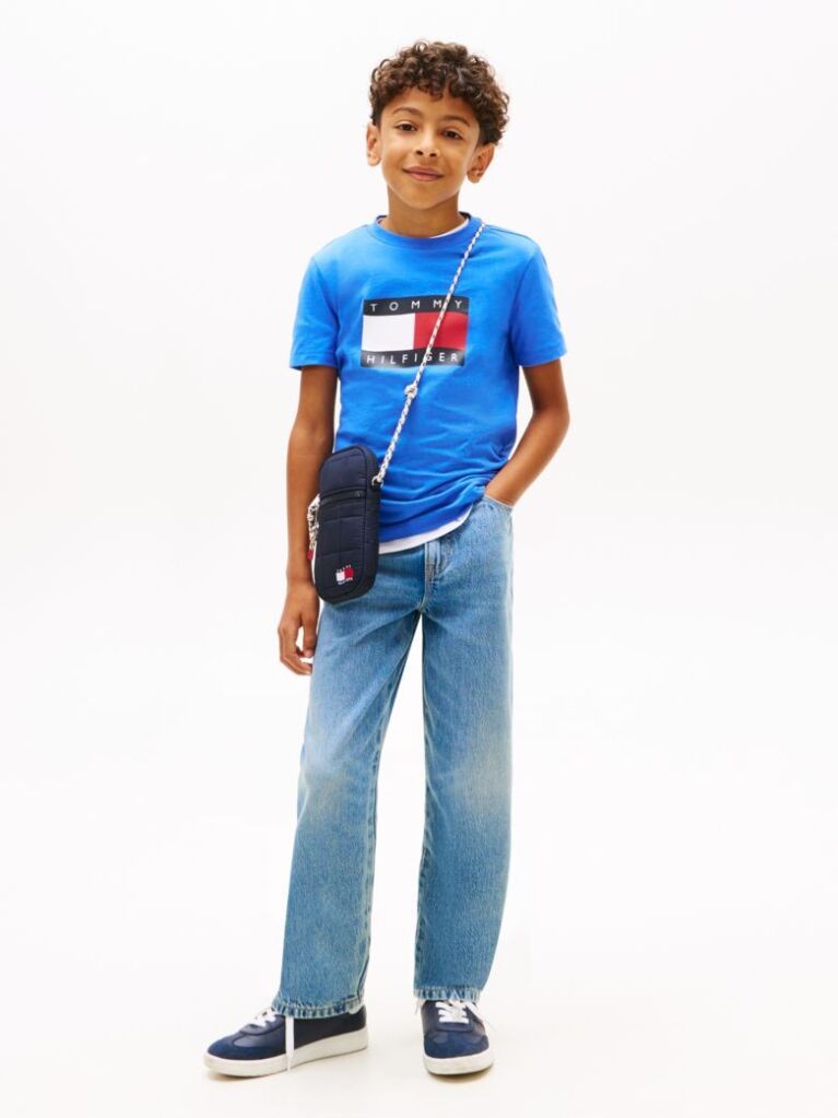 Blue Wavy Flag Jersey Crew Neck T-Shirt  Boys