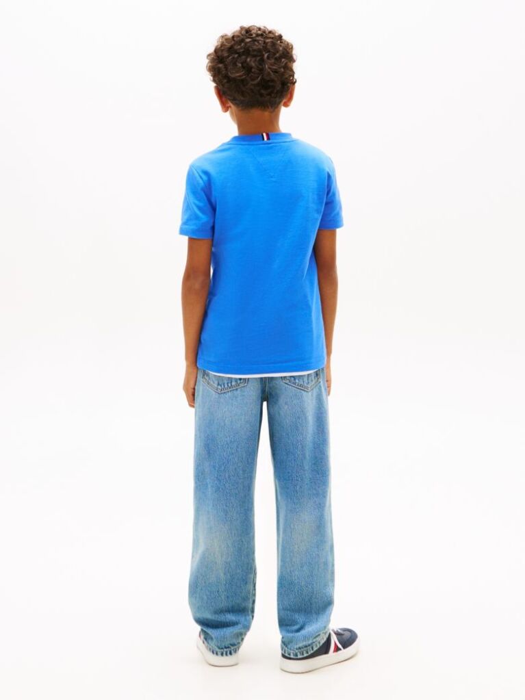 Blue Wavy Flag Jersey Crew Neck T-Shirt  Boys