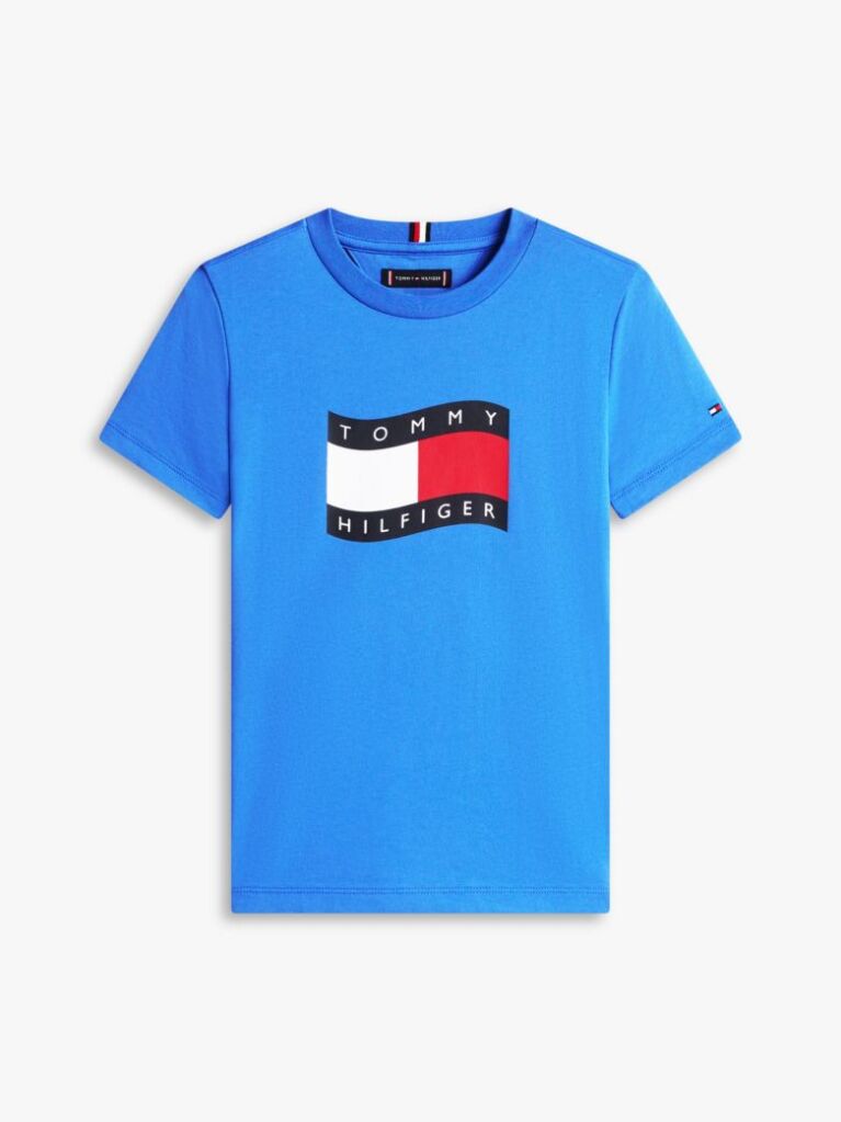 Blue Wavy Flag Jersey Crew Neck T-Shirt  Boys